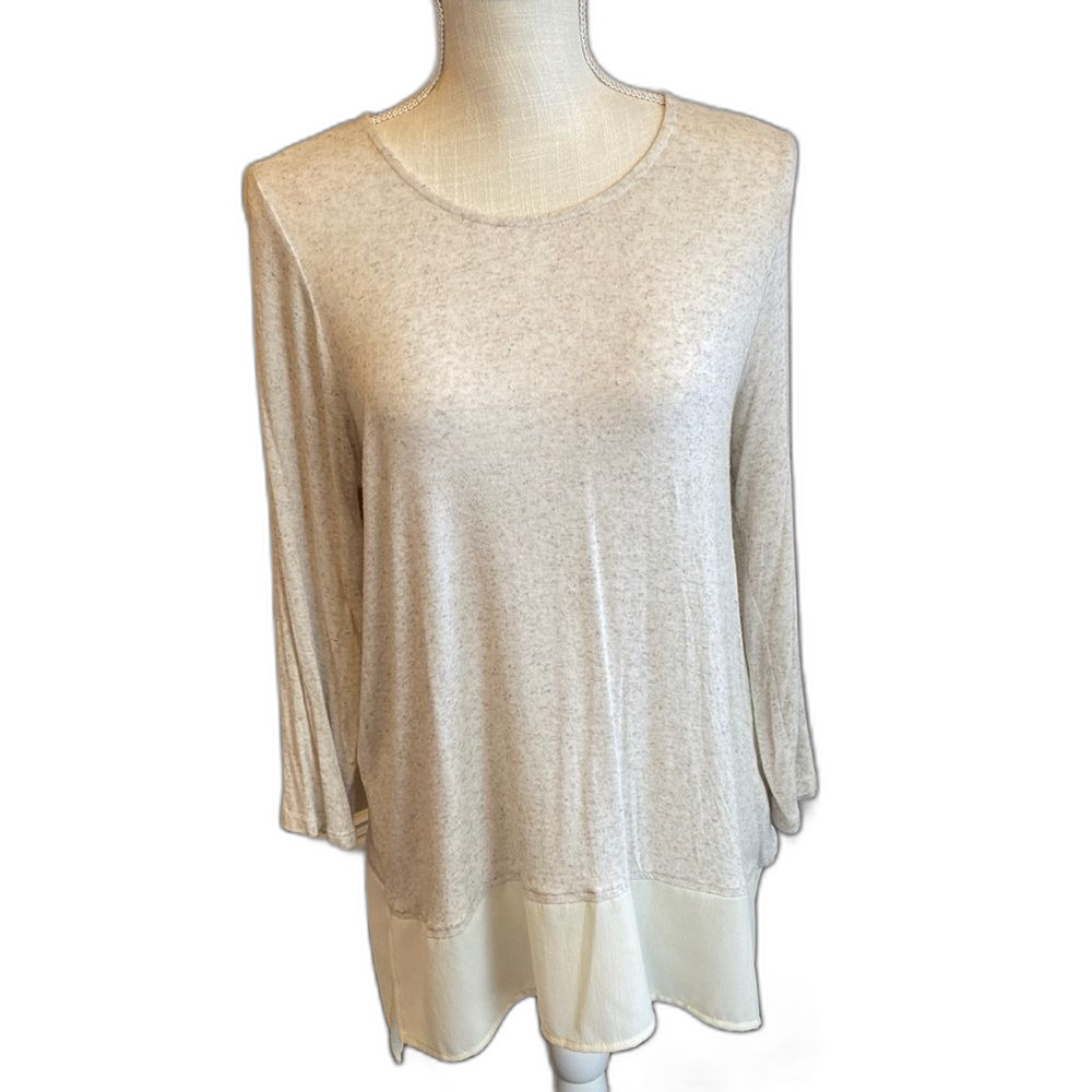 Papermoon Stitch Fix Exclusive 3/4 Sleeve Tee Cream Sheer Back Tunic Size Large